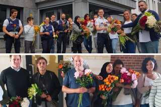 Ces Belges ont distribué 700 fleurs aux policiers après l'attentat de Liège