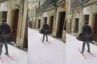 Il neige à Montpellier, ces skieurs du sud de la France s'en donnent alors à coeur joie