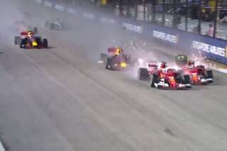 Formule 1 : l'accident spectaculaire de Sebastian Vettel lors du départ du Grand Prix de Singapour
