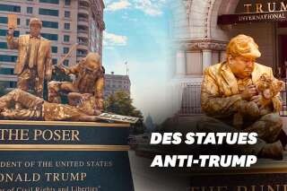 Trump défend ses statues, des artistes créent des statues vivantes anti-Trump
