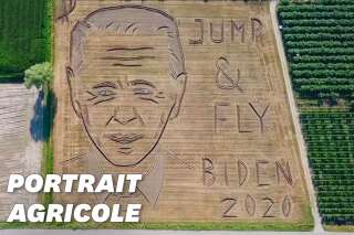 Un portrait géant de Joe Biden dans un champ de blé en Italie