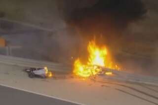 Le crash spectaculaire de Romain Grosjean au départ du grand prix de Bahreïn