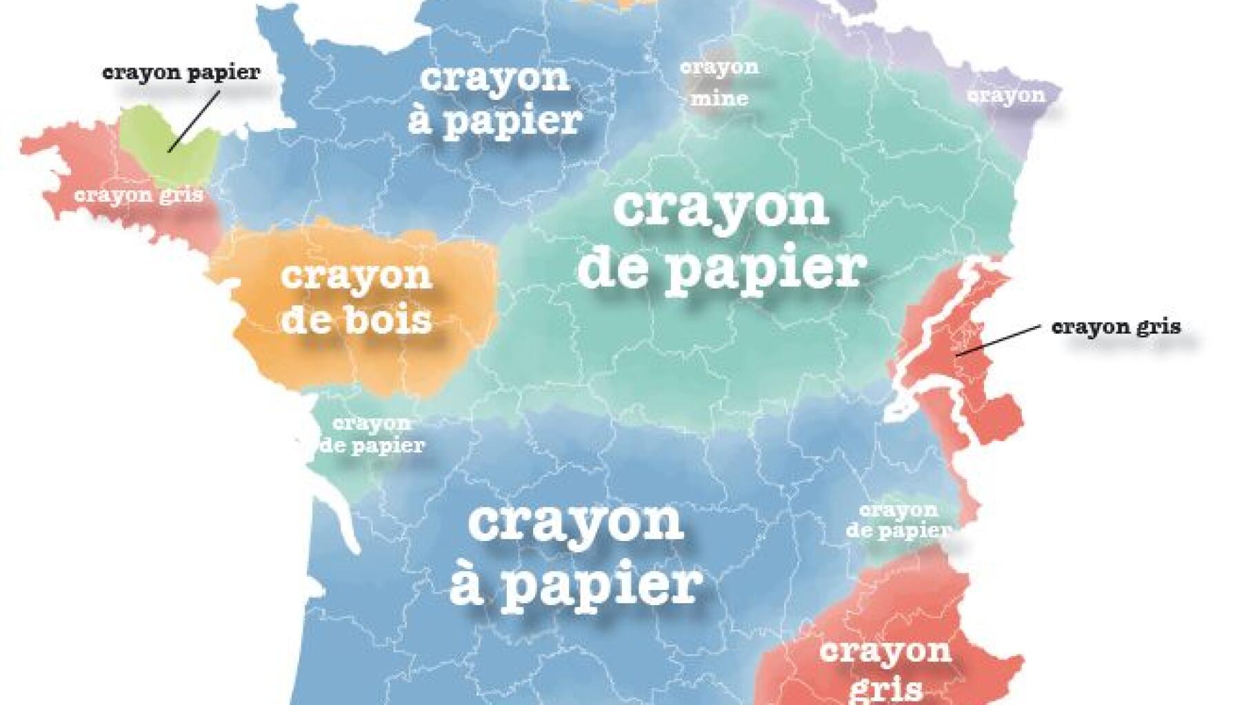 Crayon à papier ou crayon de papier, la carte du français de nos régions  qui fait hurler