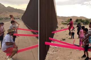 Des balançoires installées sur le mur de la frontière américano-mexicaine
