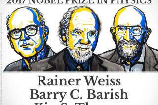 Le prix Nobel de physique 2017 décerné à  Raider Weiss, Barry C. Barish et Kip S. Thorne pour l'observation des ondes gravitationnelles