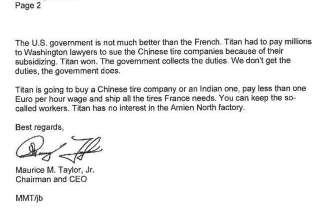 La lettre incroyable adressée à Arnaud Montebourg par le PDG de Titan et révélée par 