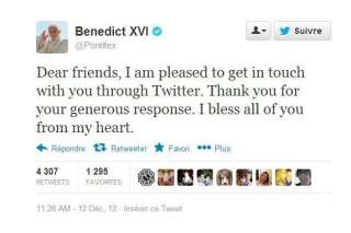 Le premier tweet du pape: Benoît XVI est 