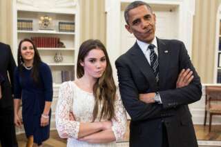 Barack Obama pose avec la gymnaste McKayla Maroney, célèbre pour sa moue 