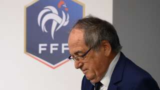 Le président de la Fédération française de football Noël Le Graët (ici le 13 mars 2021, à Paris) a regretté le recours à un morceau de musique pour accompagner la divulgation de la liste des Bleus