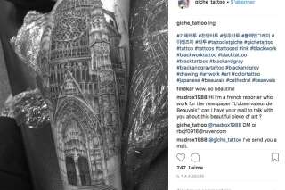 Ce Sud-coréen aime tellement la cathédrale de Beauvais qu'il a décidé de se la faire tatouer