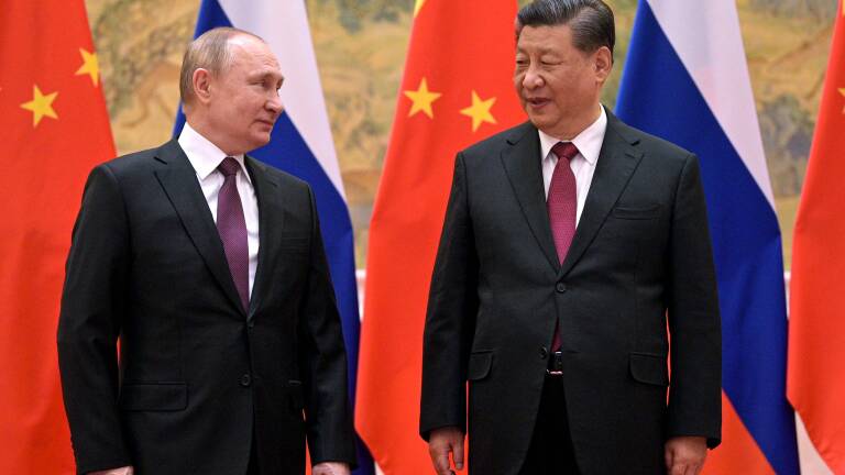 Photo de Vladimir Poutine et Xi Jinping à Pékin le 4 février 2020 lors des JO d'hiver.