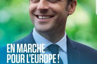 Emmanuel Macron présent sur une affiche de campagne de LREM