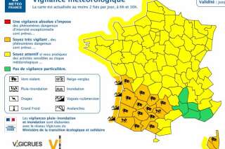 Météo France place 16 départements en vigilance orange