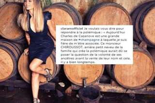Champagne: Clara Morgane répond avec humour au descendant de la maison Charles de Cazanove