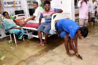Des poissons nagent dans un hôpital ravagé par la mousson en Inde