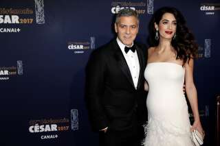 Aux César 2017, Amal Clooney bien accompagnée de George et bien enceinte