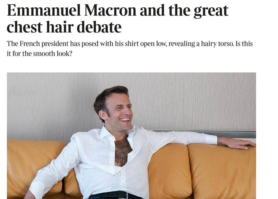 La Photo De Macron Chemise Ouverte Agite La Presse Britannique 5244