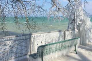 Neige et froid: les images féeriques des rives gelées du lac Léman