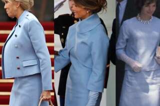 La tenue de Brigitte Macron lors de l'investiture d'Emmanuel Macron fait penser à celle de Melania Trump (qui faisait penser à celle de Jackie Kennedy)