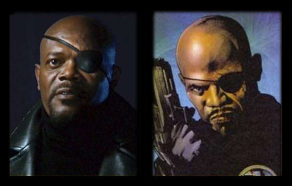 Nick Fury: la ressemblance n'est pas fortuite - Pendant des décennies, Nick Fury, le patron du S.H.I.E.L.D, un organisme supragouvernemental, était blanc. Jusqu'à la publication d'Ultimates qui est reparti de zéro et a décidé d'en faire un personnage noir. Le dessinateur, qui souhaitait prendre un modèle afin de rendre ses expressions plus réalistes a jeté son dévolu sur Samuel L. Jackson. DIx ans plus tard, le film sort avec, pour interpréter Nick Fury... Samuel L. Jackson. La boucle est bouclée...