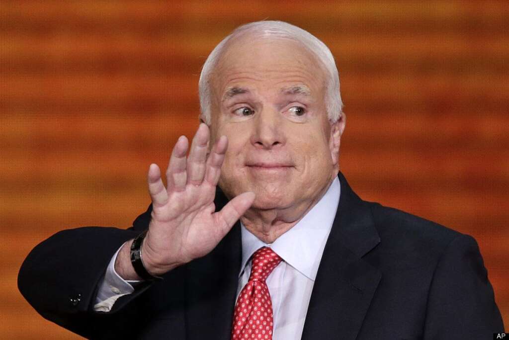 John McCain - Sen. John McCain, R-Ariz., waves after addressing the Republican National Convention in Tampa, Fla., on Wednesday, Aug. 29, 2012. (AP Photo/J. Scott Applewhite)