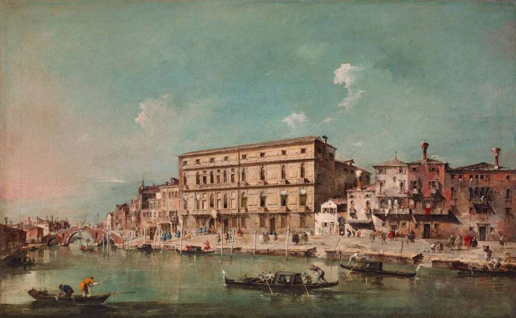 Le Canal de Cannaregio, avec le Palazzo Surian-Bellotto, l'ambassade de France - Guardi - The Frick Collection