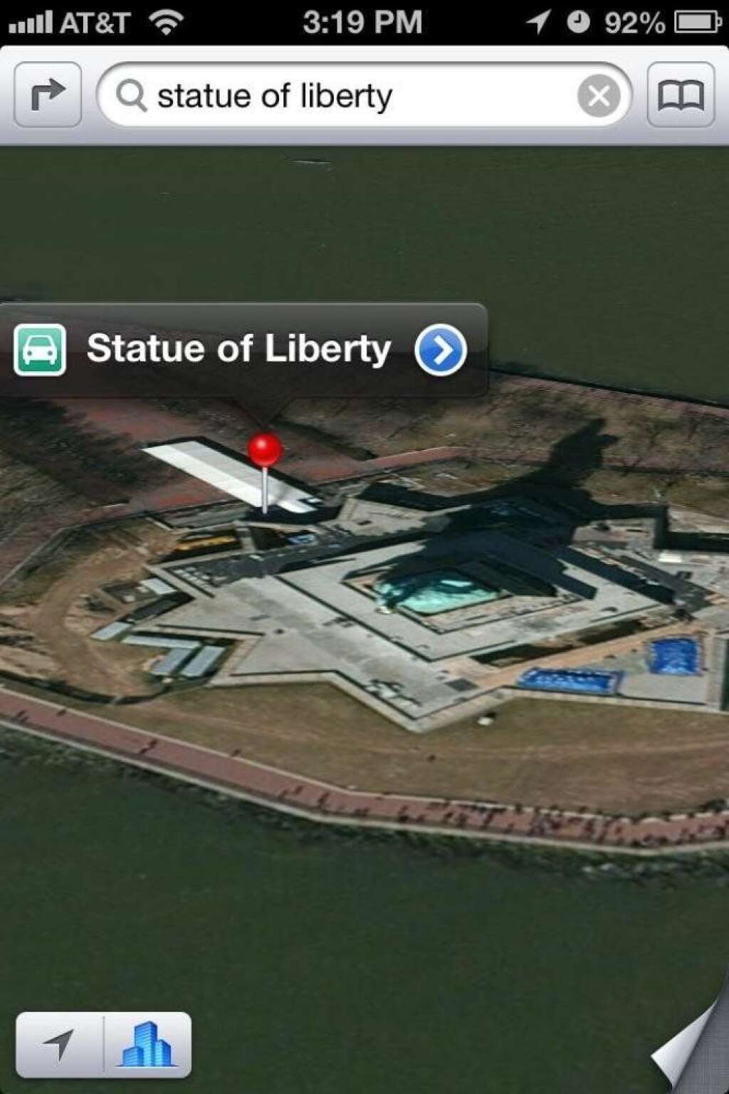 Bird's Eye View - The Statue of Liberty is looking a little... flat.   From: <a href="https://twitter.com/davidgustav/status/248501912780034049/photo/1" target="_hplink">@davidgustav </a>
