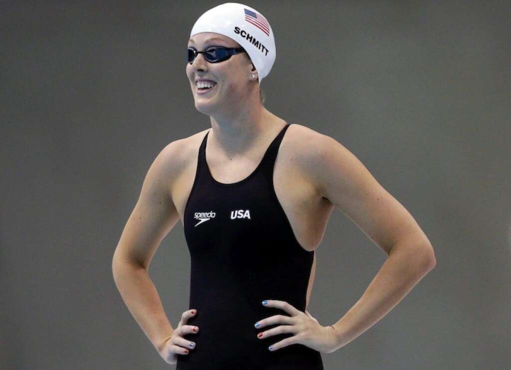 La norteamericana Allison Schmitt, preparándose para los 200 metros libres. -