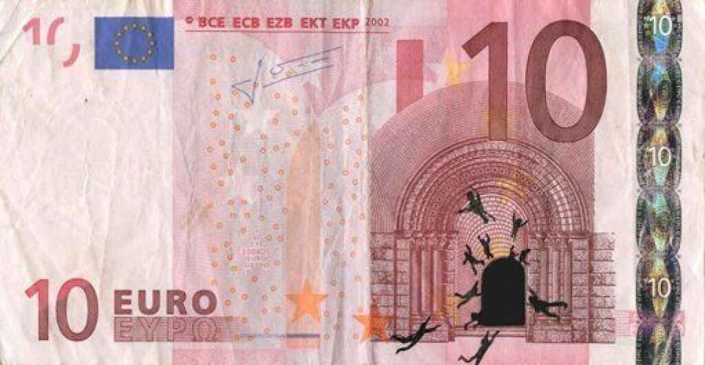 La crise grecque illustrée sur des billets de banque par un artiste -
