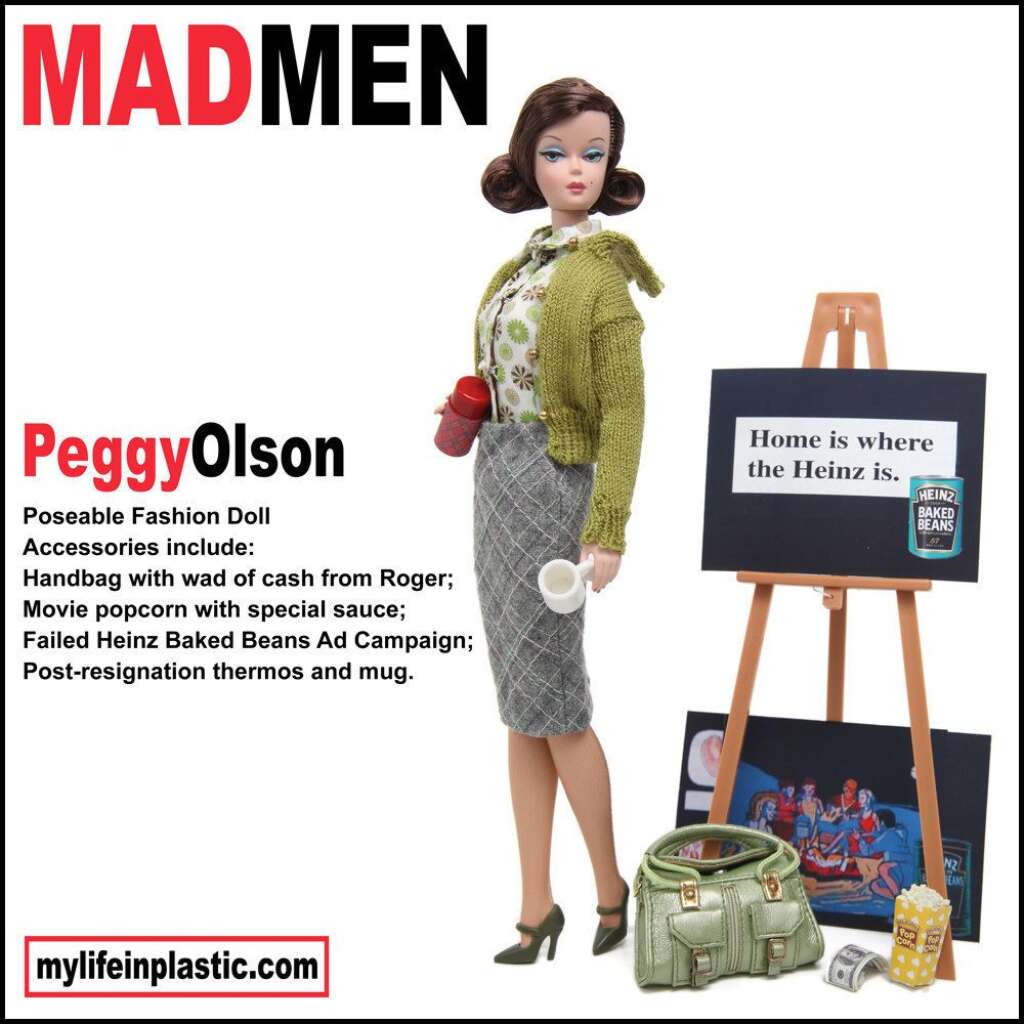 Mad Men Barbie Dolls Season 5 - Peggy Olson. See more images <a href="http://www.flickr.com/photos/mawphoto/sets/72157623232424794/">here.</a>