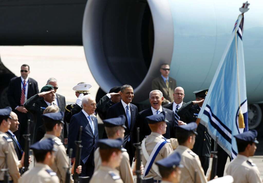 Obama tout sourire à son arrivée en Israël -