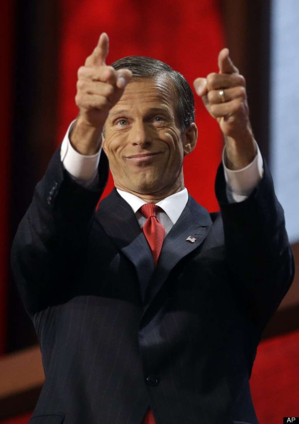 John Thune - South Dakota Senator John Thune gestures to the delegates during the Republican National Convention in Tampa, Fla., on Wednesday, Aug. 29, 2012. (AP Photo/Charles Dharapak)
