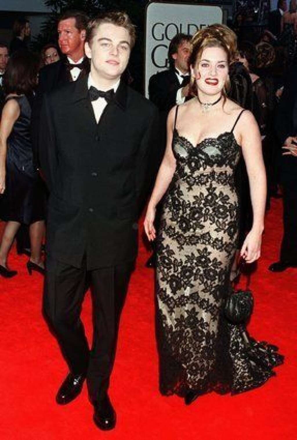 Sur le tapis rouge avec Kate Winslet - Ici pour les Golden Globe Awards en janvier 1998.