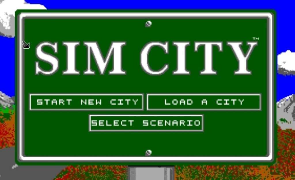 Menu de SimCity en 1989 -