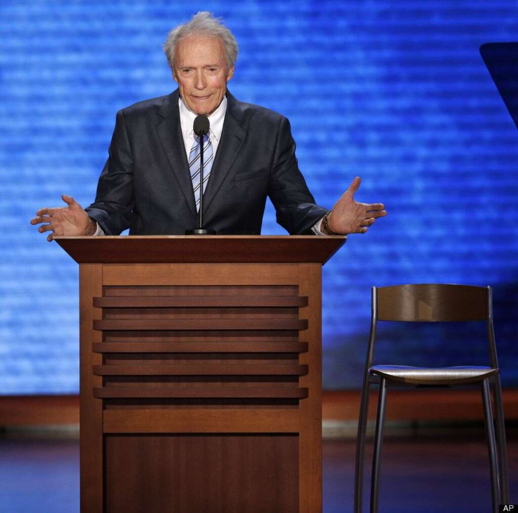 Clint Eastwood - Actor Clint Eastwood addresses the Republican National Convention in Tampa, Fla., on Thursday, Aug. 30, 2012. (AP Photo/J. Scott Applewhite)