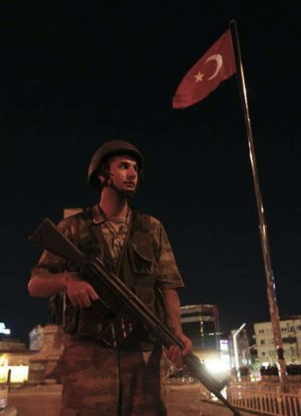 A Turkish military stands guard near the Taksim Square in Istanbul, Turkey, July 15, 2016.   REUTERS/Murad Sezer