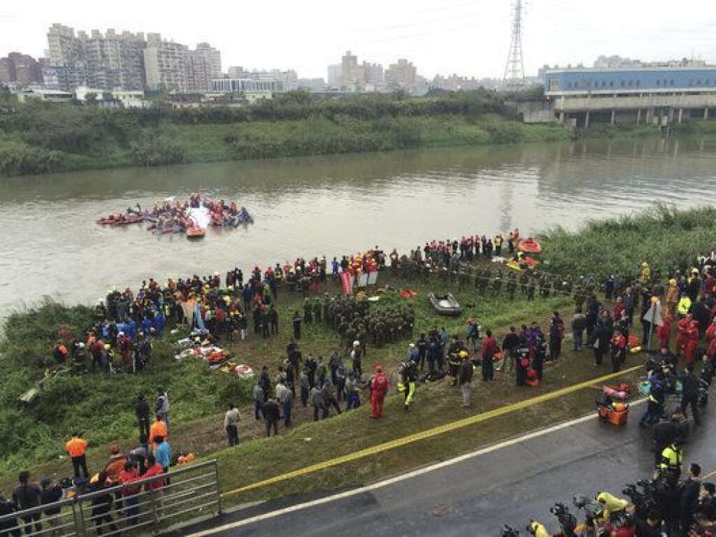 The Taiwanese commercial flight with 58 people aboard clipped a bridge shortly after takeoff and crashed into a river in the island's capital of Taipei on Wednesday morning.