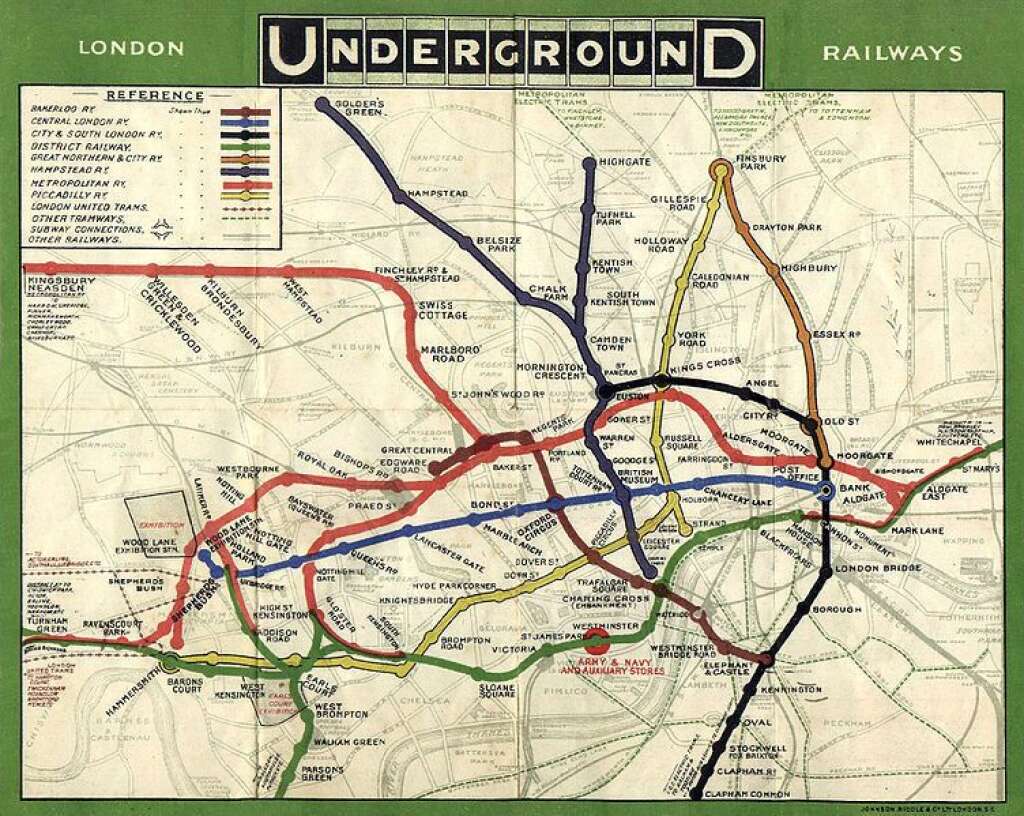 Le plan de 1908 - 8 lignes de métro et 3 lignes de tram.