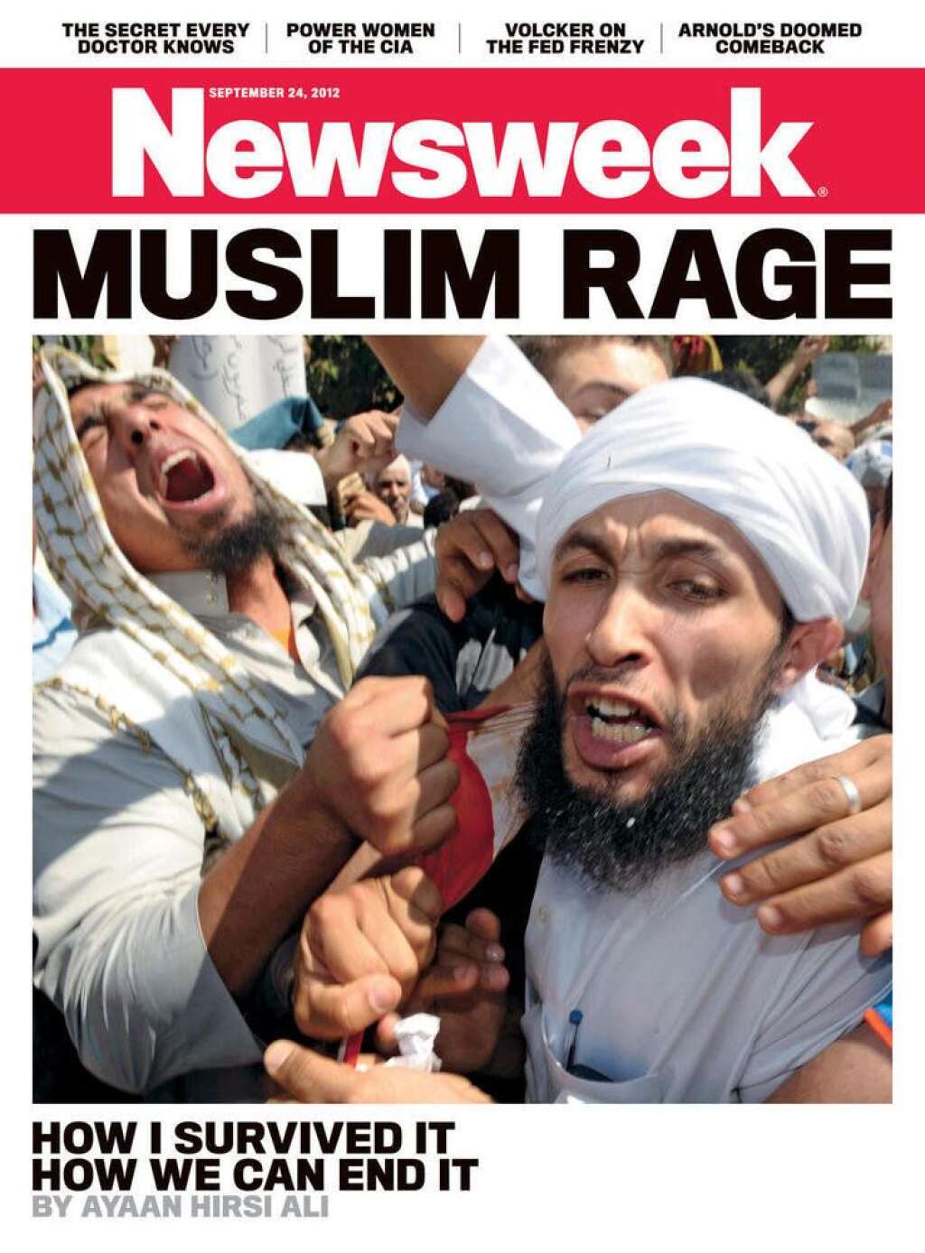 L'édition du 24 septembre 2012 - "La rage des musulmans" - en référence à la colère qui a embrasé le monde arabe après la diffusion du film islamophobe  "Innocence of Muslims".