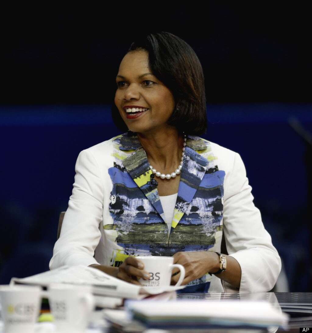 Condoleezza Rice - Former Secretary of State Condoleezza Rice sits down for a television interview on the floor of the Republican National Convention in Tampa, Fla., Wednesday, Aug. 29, 2012. (AP Photo/David Goldman)