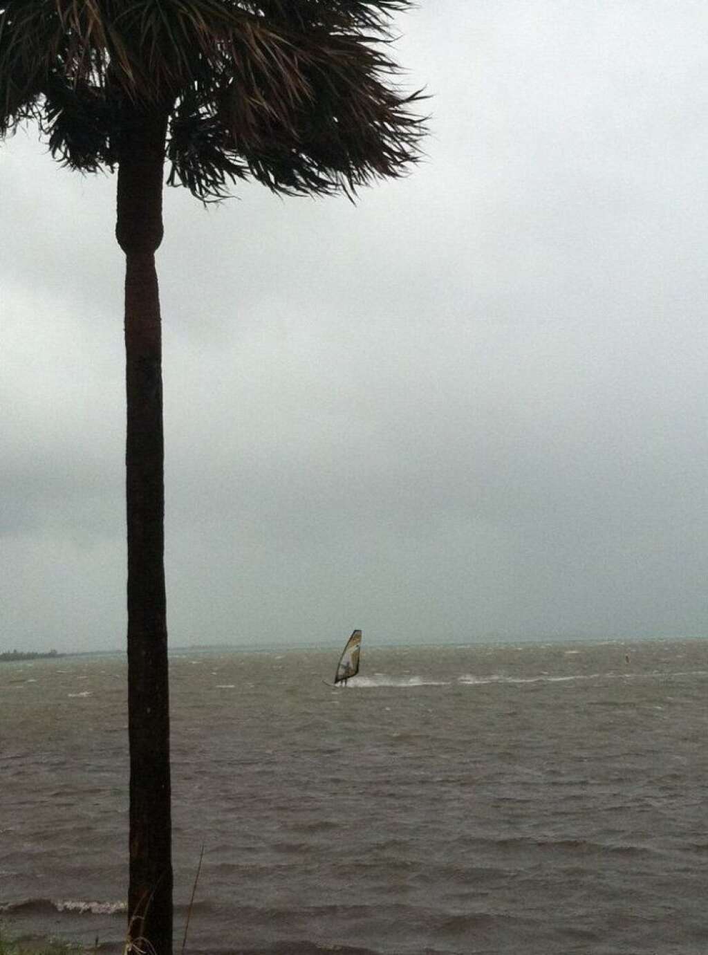 - A windsurfer at Key Biscayne yesterday evening. (CREDIT: Twitter user <a href="https://twitter.com/erikFdowell" target="_hplink">@erikFdowell</a>)