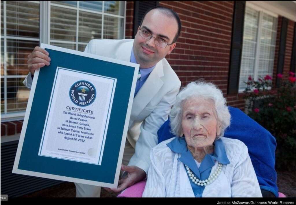 Besse Cooper Turns 116 - Besse Cooper, the world's oldest living person, marked another milestone as she celebrated her 116th birthday on Aug. 26. Cooper, who is originally from Monroe, Georgia, USA, was first certified as the world's oldest person by Guinness World Records in January 2011.