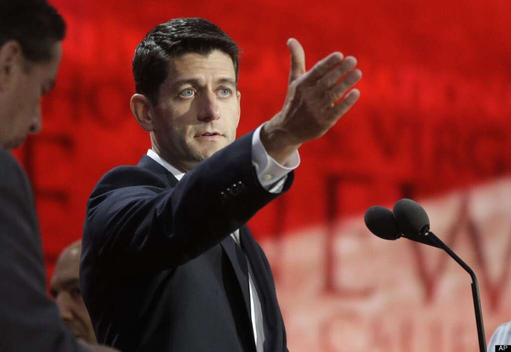 Paul Ryan - Republican vice presidential candidate, Rep. Paul Ryan, R-Wis. gestures during a walk through ahead of his delivering a speech at the Republican National Convention, Wednesday, Aug. 29, 2012 in Tampa, Fla. (AP Photo/Charles Dharapak)