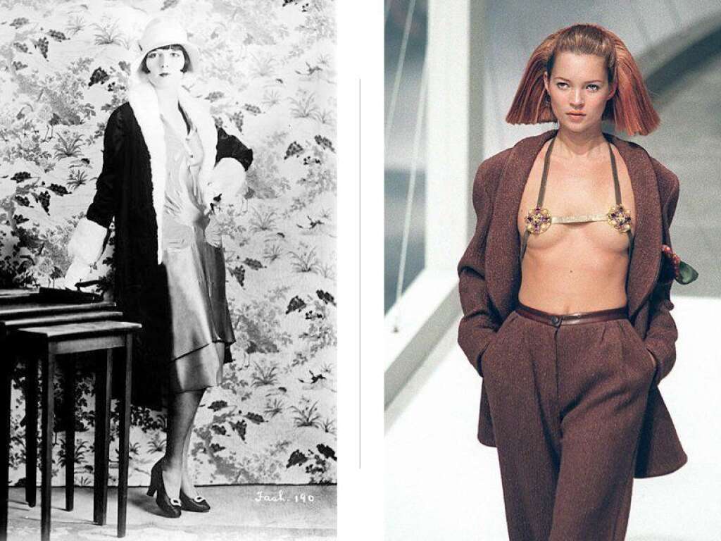 Les petits seins - <strong>D'où ça vient?</strong> Coco Chanel décide de créer un nouveau style <a href="http://mode.madmoizelle.com/diaporamas/la-mode-garconne-histoire-et-influence/" target="_blank">qui libérera la femme de ses carcans aussi bien vestimentaires (le corset) que sociétaux</a>. La silhouette se doit d'être la plus linéaire possible, certaines garçonnes n'hésitent pas à se bander la poitrine. Dans les années 80, les mannequins star, Naomi et Kate sont filiformes. La tendance est allée en s'accentuant sur les podiums.   <strong>Les modèles :</strong> Kate Moss, Charlotte Gainsbourg, Vanessa Paradis