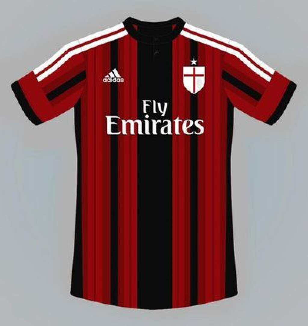 Milan AC - Les drôles de raillures (et le nouveau logo) du premier maillot du Milan AC