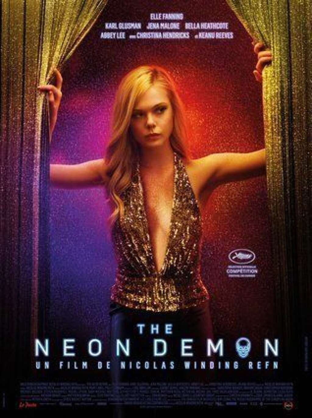 The Neon Demon - Du danois Nicolas Winding Refn ("Drive"), avec Elle Fanning et Keanu Reeves. Une jeune fille se rend à Los Angeles pour devenir mannequin et devient l'objet du désir de femmes obsédées par sa beauté.