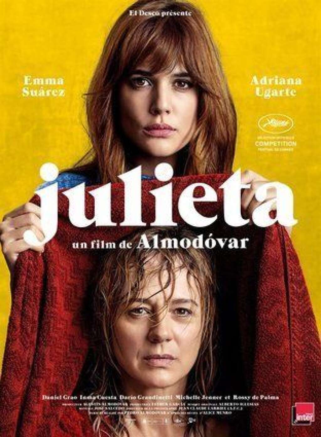 Julieta - De l'Espagnol Pedro Almodovar, avec Emma Suarez et Adriana Ugarte, relate l'histoire d'une femme dont la fille disparaît pendant une décennie. Julieta est filmée à deux périodes de sa vie, à 30 et 50 ans.
