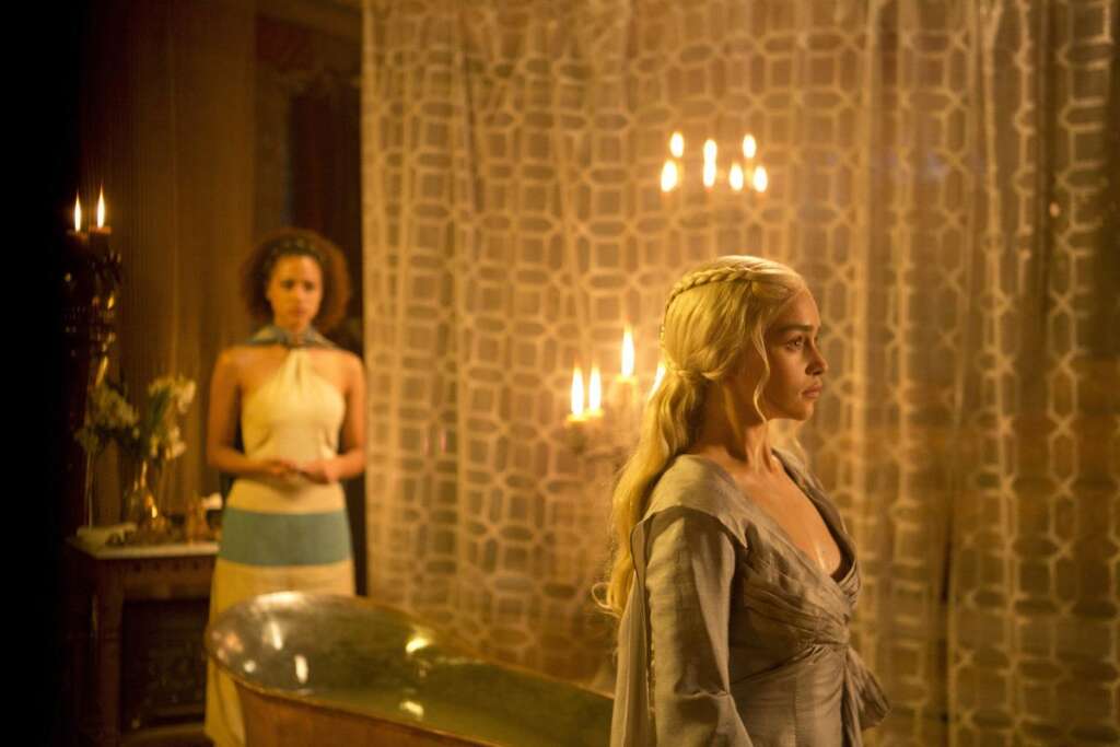 'Game Of Thrones' Season 3, Episode 8 - Nathalie Emmanuel as Missandei, Emilia Clarke as Daenerys Targaryen
