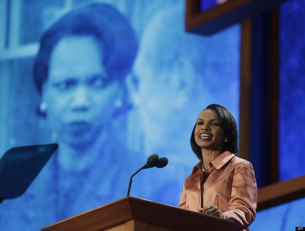 Condoleezza Rice - Former Secretary of State Condoleezza Rice addresses the Republican National Convention in Tampa, Fla., on Wednesday, Aug. 29, 2012. (AP Photo/Charles Dharapak)