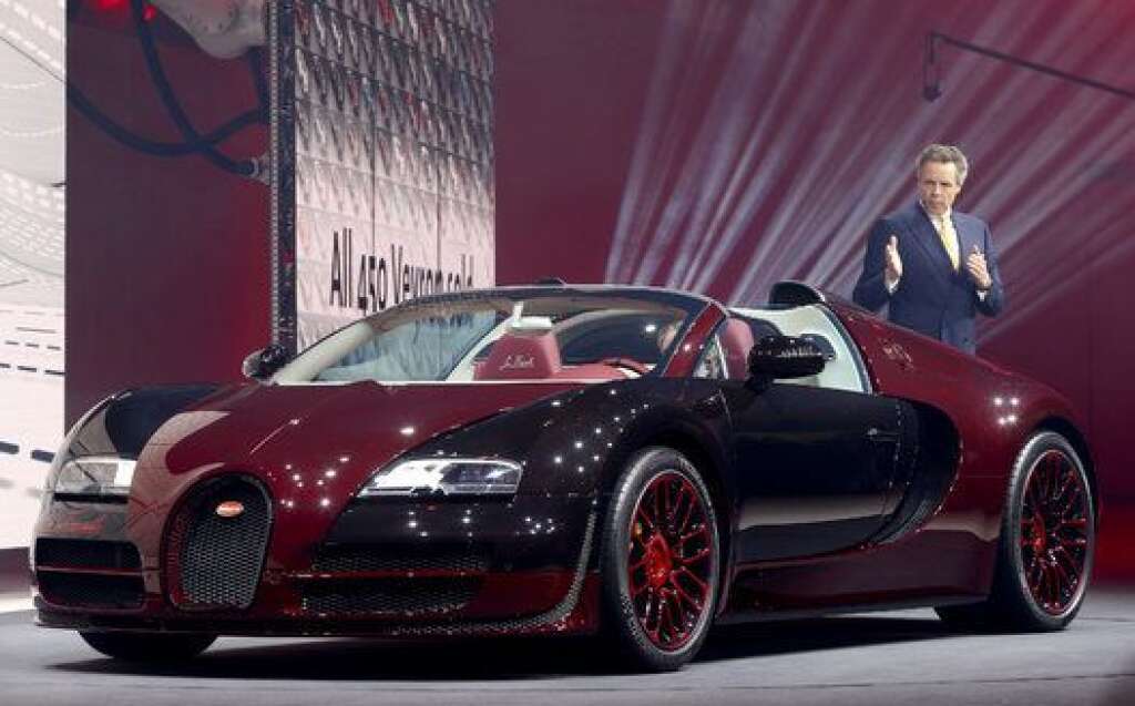 Bugatti Veyron Grand Sport Vitesse "la Finale" - Un moteur W16, 1200 chevaux sous le capot, des pointes à 410 km/h... Prix: 2,3 millions d'euros.
